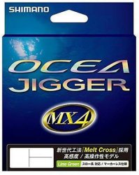 Шнур SHIMANO Ocea Jigger MX4 цв.lime green 300м р-р 1,0, 0,165мм(Япония)
