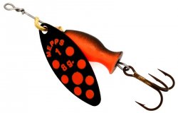Блесна вращ. MEPPS Aglia Long Heavy №1 цв.черн.оранж.точки/черный-оранж.(Франция)